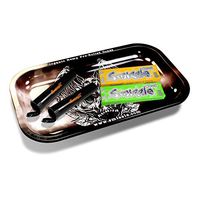 Smizzle Medium Rolling Tray - Black Bat Skull. 10.75x6.25x0.75 - Bundled with Trial Packs and Tubes