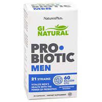 NaturesPlus GI Natural Probiotic Capsules, Men - 30 Capsules - 21 Live Probiotic Strains & Prebiotics - Digestive & Immune Support - Gluten-Free - 30 Servings