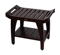 24 Inch Tranquility Teak Eastern Style Shower Bench with Shelf and Arms- Patented Design