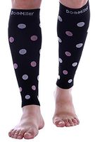 Doc Miller Calf Compression Sleeve - Polka Dots 1 Pair 20-30mmHg Support Running Recovery Shin Splints Varicose Veins (BlackPnkWht, Small)