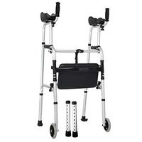 FLYSXP Disabled Four-Legged Crutches Folding Walker Walker Armrest Walker with Seat Elderly Walker Wheelchair
