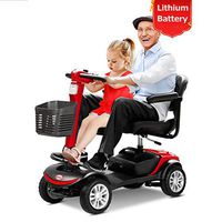 JCOCO 4-Wheel Mobility Scooter - Electric Powered Mobile Wheelchair Device for Adults - Folding, Collabsible and Compact for Travel - Long Range Power Extended Lithium Battery with Charger and Baske