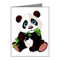 Note Card Cute Panda Bear Eating Bamboo