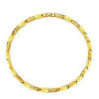 AKSONUS Mens Magnetic Therapy Link Chain Necklace Stainless Steel 2 Rows Germanium Energy Health Necklace for Neck Arthritis Headaches Shoulder Pain Relief Jewelry (Gold)
