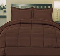 sweethome Color Box Stitch 100% Polyester Down Alternative Comforter/Twin/Brown