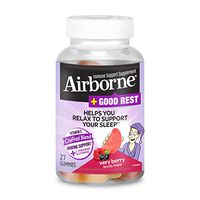 Airborne Vitamin C Blend + L-theanine & Vitamins Good Rest Very Berry Gummies, Airborne (27 Count in Bottle), Very Berry, 27 Count