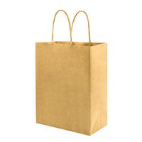 Medium Plain Brown Paper Bags with Handles Bulk, Bagmad Kraft Bags 8x4.75x10 inch 50 Pcs Pack, Craft Gift Bags, Grocery Shopping Retail Bags, Party Wedding Bags Sacks (Not Thick 50pcs)