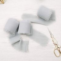 Doris Home Handmade Fringe Chiffon Silk-Like Ribbon 2" x 7Yd Set of 3 Rolls Ribbons for Wedding Invitations, Bouquets, Gift Wrapping (3 Rolls Light Gray)