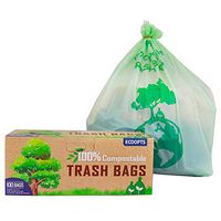 ECOOPTS 100% Compostable Trash Bags 3 Gallon Biodegradable Kitchen Food Waste Bag, Extra Thick 0.79 Mils, ASTM 6400 Kitchen Scraps Bag (100 Count)