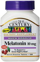 21st Century Melatonin Quick Dissolve Tablets, Cherry, 10 mg, 120 Count (Pack of 2)