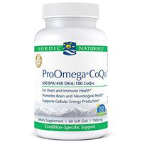 Nordic Naturals ProOmega CoQ10 - Fish Oil, 650 mg EPA, 450 mg DHA, 100 mg CoQ10, Promotes Neurological Health and Cellular Energy Production*, 60 Soft Gels