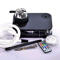 QWERDF Acrylic Hookah Set with Heat Management System, Silicone Hookah Bowl Silk Hookah Hose Tongs Magical LED Light for Better Shisha Hookah Narguile Smoking,A