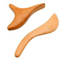 2 Pcs Wooden Wood Gua Sha Scraping Massage Tool Natural Hand Made Sandalwood Guasha Board for SPA Acupuncture
