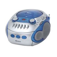 Portable CD boombox with cassette recorder