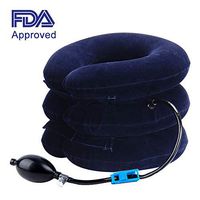 Cervical Neck Traction Device Inflatable Neck Stretcher, Easy to Use for Chronic Neck and Shoulder Pain Relief, Neck Cervical Brace Collar Pillow for Home and Travel, Blue