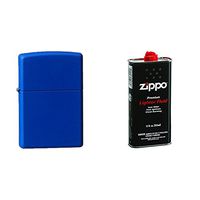 Zippo 229 Pocket Lighter, Royal Blue Matte with 12 oz Lighter Fluid