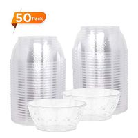 The Party Supply Present The Party Bowl, Clear, Plastic, Dessert Bowls with Floral Design, Ice Cream Sundae, Only Plastic Disposable Bowls To Come In A Box, 6 Ounce, 50 Count and Gift To Give!