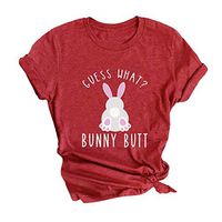 Eoeth Women Easter Cartoon Bunny T-Shirt Tops Funny Short Sleeve Summer Casual Blouse Shirts Tees Pullover Tracksuits Red