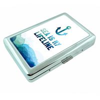 Sea Lifeline Em1 Hip Silver Cigarette Case Id Holder Metal Wallet 4" X 2.75" RFID Protection