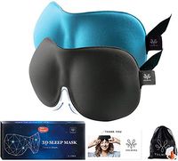 3D Sleep Mask for Women Men, Upgraded Eye Mask for Sleeping - Ultra Lightweight Comfortable Invisible Alar Larger Sleeping Mask for Travel/Nap, Black & Blue