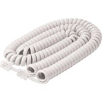 25' Feet White Coiled Telephone Phone Handset Cable Cord by Bistras