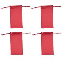 Microfiber Eyeglass Pouch -4 Pack- Glasses Holder Sunglasses case, For Storage & Cleaning - Can be Used for Jewelry & Smartphones, By OptiPlix (Red)