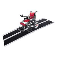 Layee Wheelchair Ramp, Portable Aluminum Non-Skid Ramps for Wheelchair Scooter Threshold Steps Ramp, Holds to 600 lbs, 8ft