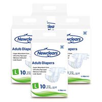 Newclears Adult Diapers with Tabs for Men Women Incontinence Care, Disposable Absorbent for Disability Postnatal Patient Bedridden Care, 10 Count/Pack, 4 Pack, L