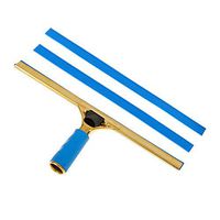 Shower Squeegee 14‘’ Stainless Steel Shower Squeegee Window Cleaner Tools for Shower Doors, Bathroom, Window and Car Glass with 2 Free Replacement Microfiber Rubber Strips-Spring Type Gold