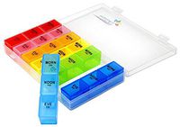 Inspirations Pill Organizer Box with Snap Lids| 7-day AM/PM | Larger Compartments for Bigger Pills (7color 21 Compartments)