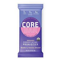 CORE Foods Organic Overnight Oat Bar + Probiotics, Gluten Free, non-GMO, Vegan, Kosher, Prebiotics, Blueberry Banana Almond, 2 oz, 16 Refrigerated Bars