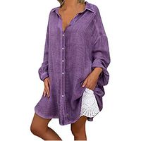 ⚡HebeTop⚡ Womens Casual Lapel Neck T-ShirtShort Sleeve Buckle Blouse Tops Purple