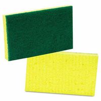 Scotch-Brite Products - Scotch-Brite - Medium-Duty Scrubbing Sponge, 3-1/2 x 6-1/4, Yellow/Green,20/Carton - Sold As 1 Carton - Scotch-Brite scouring pad on one side, absorbent cellulose sponge on the other side. - Great for medium duty cleaning jobs. -