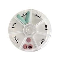 Deke Round Portable Pill Box Medicine Planner Small case (7 Day Weekly Travel Container) Medication, Vitamin Holder Boxes Organizer Pillbox Dispenser Organizer, Daily sorter & Reminder containers