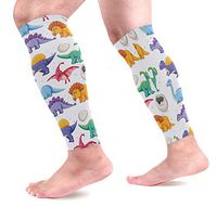 LEVEIS Dinosaur Seamless Pattern Calf Compression Sleeves 1 Pair, Leg Performance Support for Shin Splint Calf Pain Relief Men & Women Guards Sleeves for Running Cycling