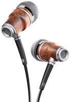 Symphonized NRG 3.0 Earbuds Headphones, Wood in-Ear Noise-isolating Earphones, Balanced Bass Driven Sound with Mic & Volume Control (Black & White)