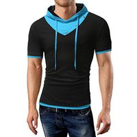 iMakCC HOT Sale Men's Hipster Slim Fit Short Sleeve Lightweight Hoodies T-Shirts Tops (L, Black)