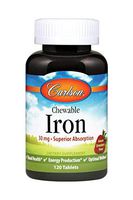 Carlson - Chewable Iron, 30 mg, Superior Absorption, Blood Health, Energy Production & Optimal Wellness, Chewable Iron Supplement for Women & Men, Natural Strawberry Flavor, 120 Tablets