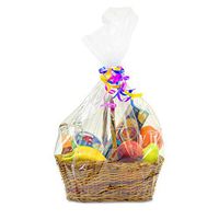 23" x 28" Easter Basket Cellophane Shrink Bag with 4 Accent Ribbon, Shrink Wrap Bags Large, Clear Cello Bags for Easter Gift Basket Decorations