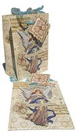 Punch Studio Glitter 3D Embellished Small Gift Bags ~ Celestial Silver Blue Angel 62363, Set of 2