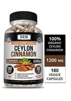 Kaya Naturals Organic Ceylon Cinnamon 1200mg per Serving, 180 Count Capsules for Healthy Blood Sugar Support, Joint Support, Anti-inflammatory & Antioxidant (180 Capsules)