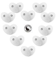 10 Pairs of Long Life Self Stick Reusable Snap-on White Small Oval-Shaped Electrode Gel Pads for HealthmateForever Portable Electro Therapy Machine Devices