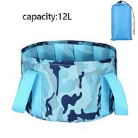 Folding basin- Children's Travel Portable Collapsible Basin Thickened Washbasin Outdoor Bucket (Color : Camouflage blue, Size : H18XW30cm)