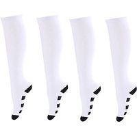 MojaSports Graduated Compression Socks (2 Pair) Athletic Medical Sports Stockings. (CSX) (White/Black Stripes, Large/X-Large)