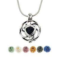 Julie Wang Lava Stone Celtic Knot Minimalist Essential Oil Diffuser Necklace Antique Silver Aromatherapy Necklace Jewelry