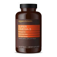 Amazon Elements Super Omega-3 with Natural Lemon Flavor - EPA & DHA Omega-3 fatty acids - 120 Softgels (1280 mg per serving, 2 Softgels) (Packaging may vary)