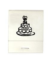 50 White Imprinted Wedding Cake Matches Matchbooks Wedding, Anniversary, Birthday, Party, Your Choice of Color of Print