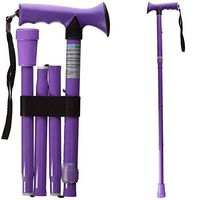 HealthSmart Folding Walking Stick, Soft Comfort Grip Collapsible Walking Stick, Adjustable Folding Walking Cane, Lavender