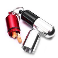 Pill Portable Case - Waterproof Pill Case - HN-PB010 Waterproof Portable Pill Case Keychain Aluminum Pill Box Pocket Medicine Organizer - Red (Aluminum Pill Box Case)