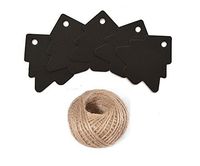 OxoxO 100PCS Black Christmas Tree Shape Kraft Tags Blank Paper Tags Wedding Tags Price Tags with 100 Feet Jute Twine